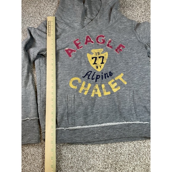 American Eagle Hoodie Womens Size Large Hooded Sweatshirt Gray Alpine Chalet - Picture 3 of 8